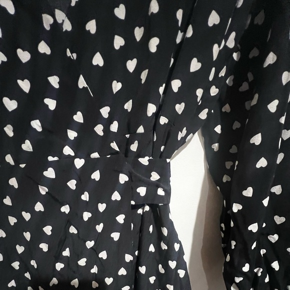 Topshop Heart Print Midi Wrap Dress Black White size 2 - Picture 4 of 10